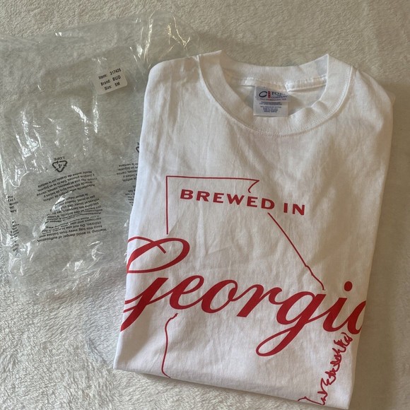 Brewed in Georgia TShirt Adult Size Small White with Georgia Outline - Picture 1 of 6